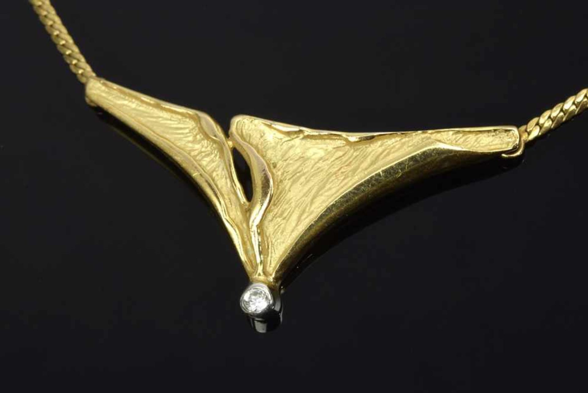 GG 333 Collier mit modernem Mittelteil und 8/8 Diamant, 5,2g, L. 42cm YG 333 Necklace with modern