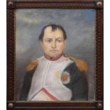 Beschnitzter Nussbaum Rahmen im Luis XVI Stil, darin: "Portrait Napoleon", Pastell/Papier,