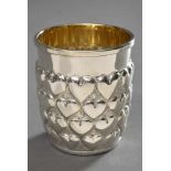 Moderner Herzbecher in Handarbeit, Silber 999, 123g, H. 8cm Modern handmade heart cup, silver 999,