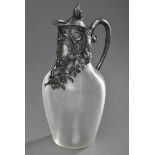 Historismus Karaffe mit versilberter Montierung und gerilltem Glas, H. 25cm Historism carafe with