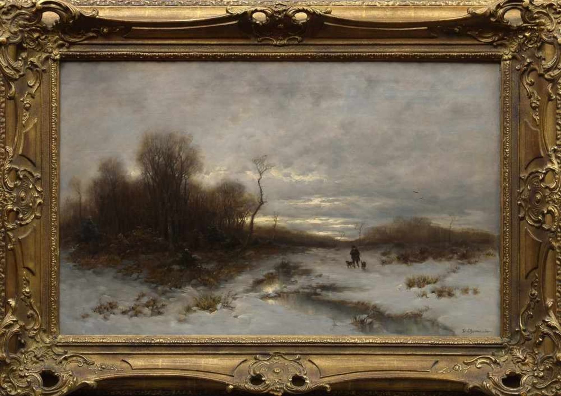 Thomassin, Désiré (1885-1933) "Jäger in verschneiter Landschaft", Öl/Leinwand, u.r.sign., 48x75cm ( - Bild 2 aus 6
