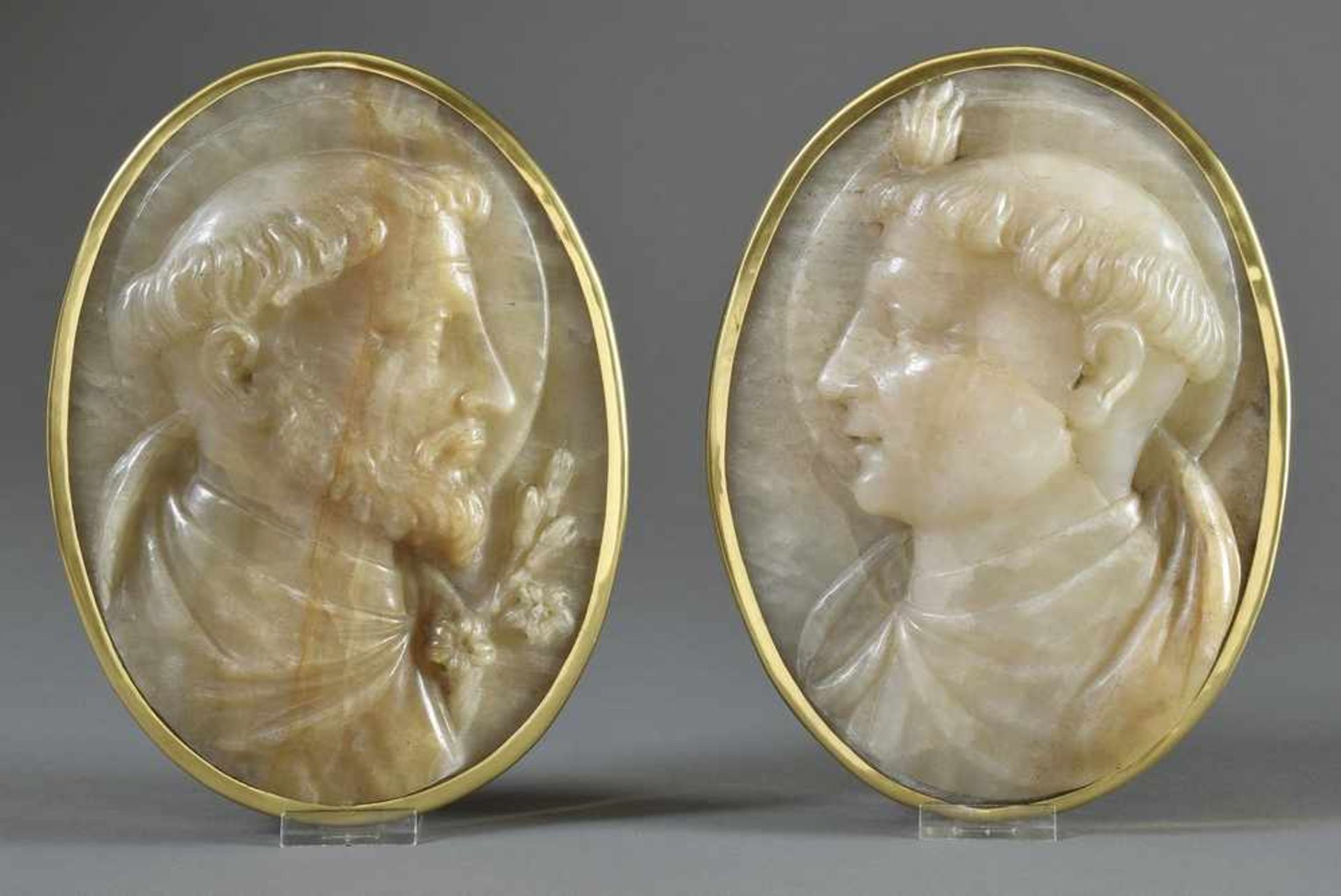 Paar Bonazza, Tommaso (gest. 1775) Marmor Reliefbildnisse "Der Heilige Domenikus" und "Der Heilige