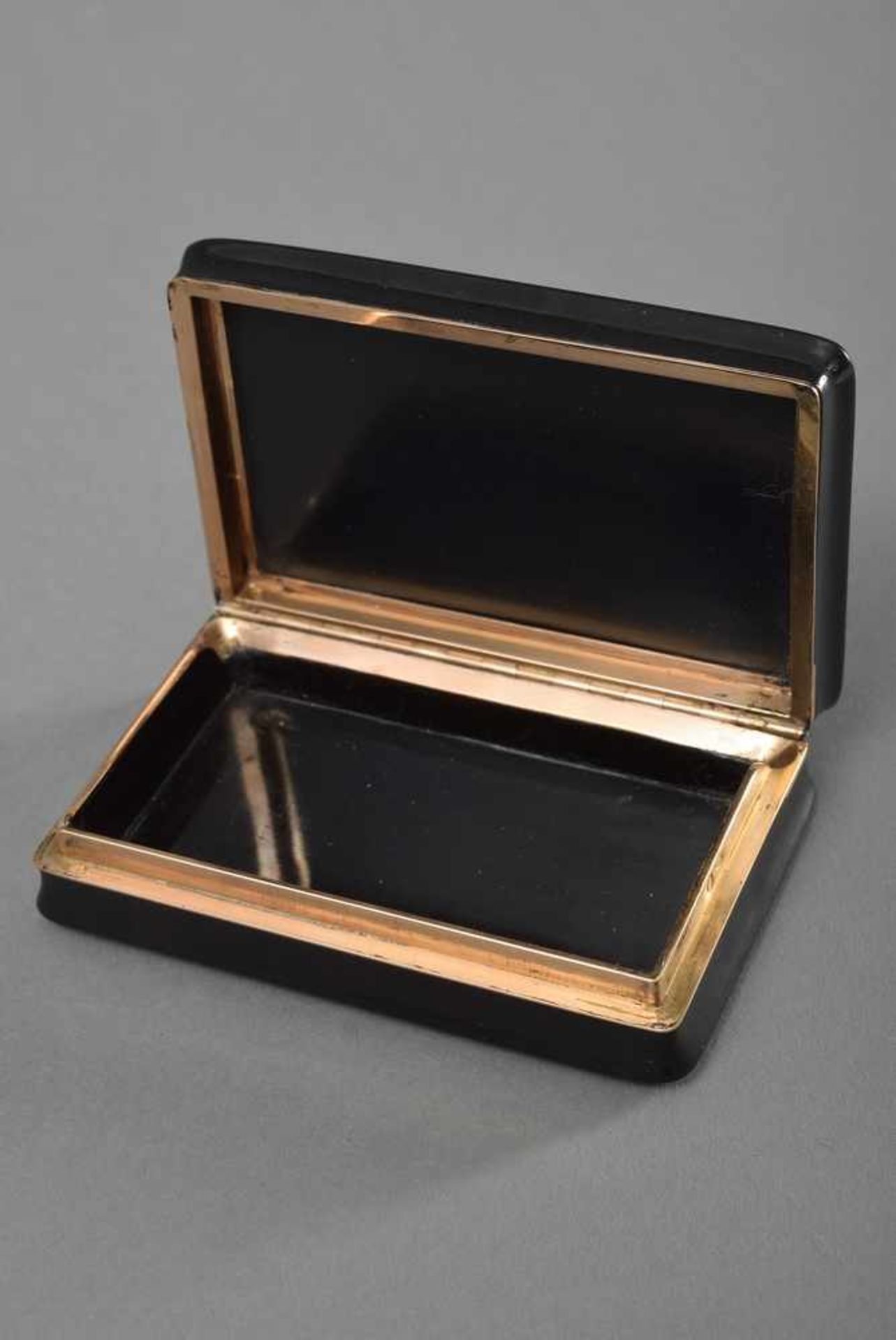 Rechteckige Schildpatt Dose mit Gold gerahmter, lupenfeiner Miniatur im Deckel "Arkadische - Bild 3 aus 5