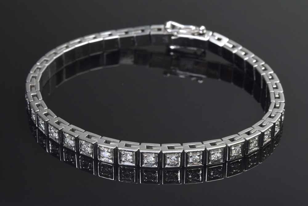 WG 585 Riviere Armband mit 39 Brillanten (zus. ca. 1.56ct, VSI-Pique/Wesselton), Anfertigung, 29,