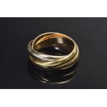 Cartier "Trinity" Ring, mittleres Modell, Tricolor 750 (WG/GG/RG), Cartierstempel außen und innen,