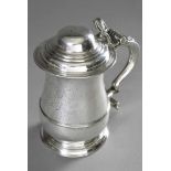 Antiker englischer Tankard mit floraler Gravur und Monogrammen ""JJB", MZ: Fuller White, London