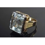 GG 585 Ring mit 1 Aquamarin (ca. 20ct), 12,08g, Gr. 59GG 585 Ring with 1 Aquamarine (ca. 20ct), 12,