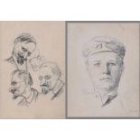 2 Diverse Ehren, Julius von (1864-1944) "Portrait Matrose" und "Studie" Biertrinker", Bleistift/