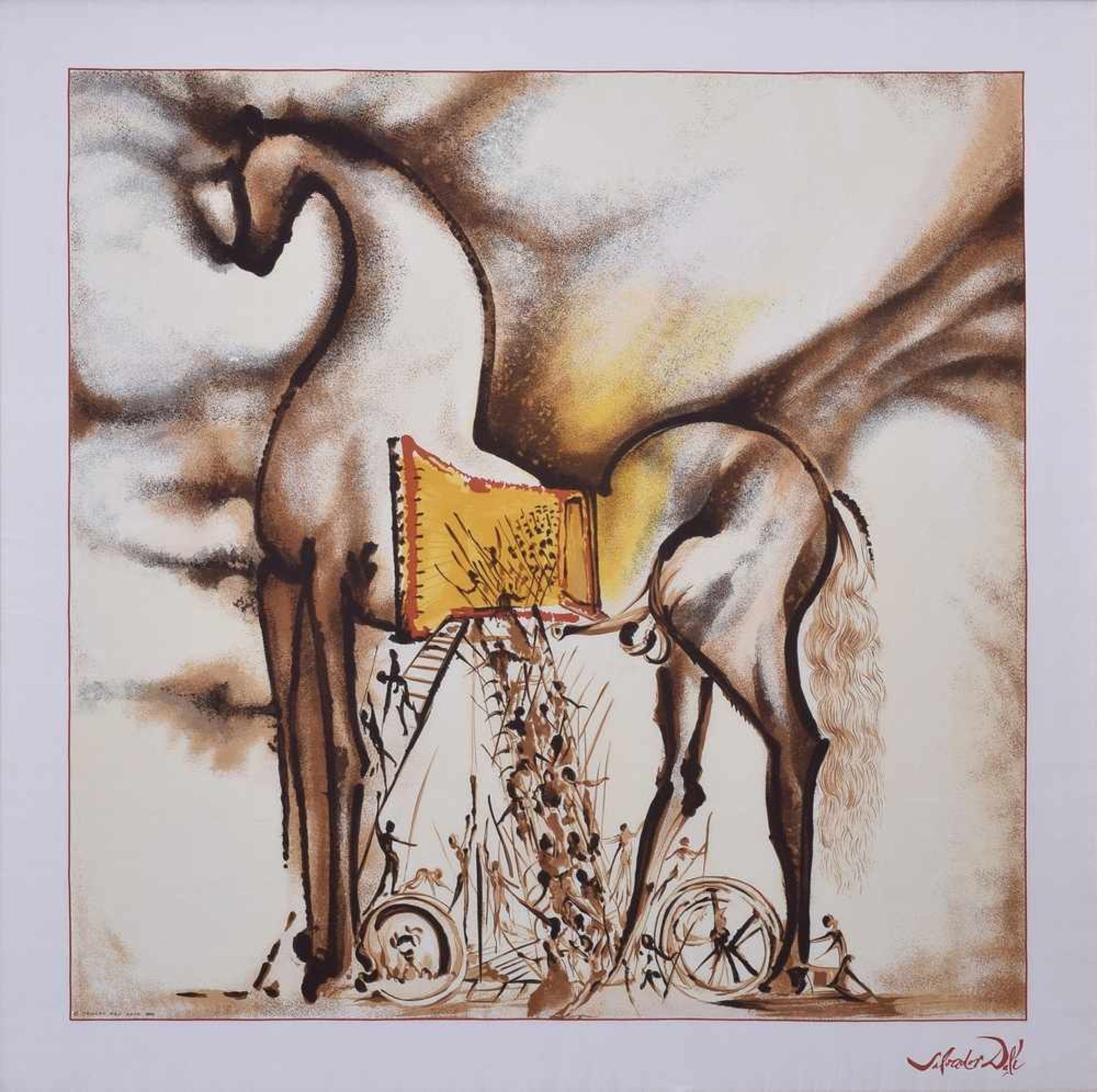 Dali, Salvador (1904-1989) "Cheval de Troie" 1990, Serigraphie/Seide, Demarte Pro Arte Edition