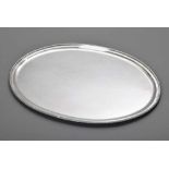 Großes ovales Tablett mit Rillenrand, Wien, Silber 935, 1858g, 53x38cmLarge oval tray with ribbed