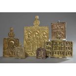 6 Diverse Reise Ikonen, Bronze, Darstellung u.a. "Gottesmutter", "Heiliger Nikolaus", "Heiliger