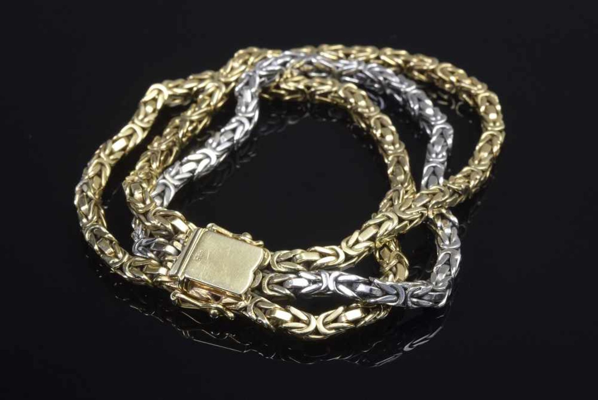 GG/WG 585 Königsketten Armband, 3reihig, 51,33g, L. 18,5cmGG/WG 585 king necklace bracelet, 3