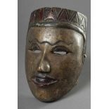 Mahadharata Maske "Pandawa", Holz, farbig gefasst, Java, Indonsien, rustikale Ausführung, 23x17cm,