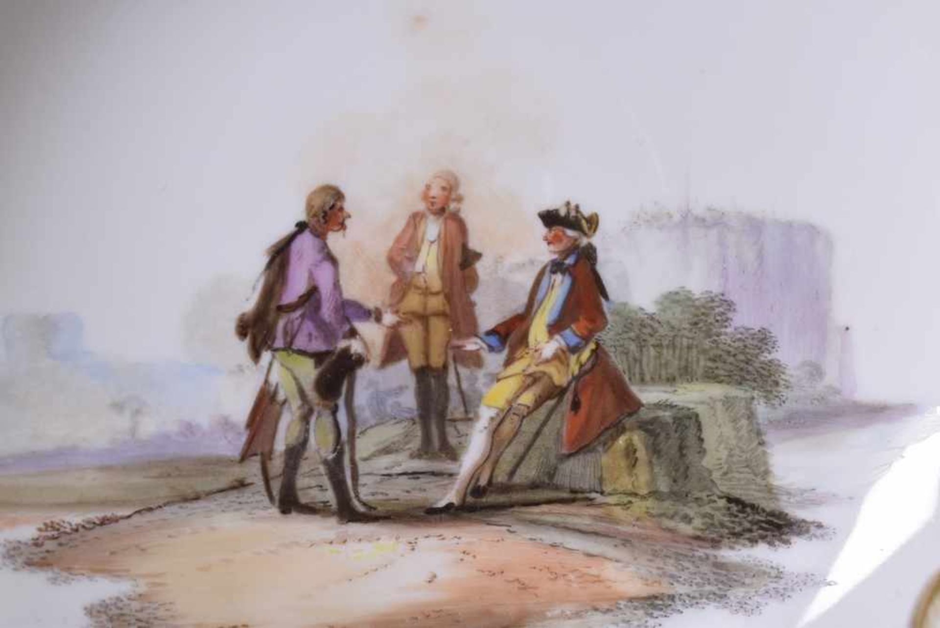 Meissen Tasse "Soldatenszenen" mit gezacktem Rand und Schleifenbordüre, Marcolini Zeit 1774-1813, H. - Bild 6 aus 6
