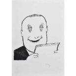 Ungerer, Tomi (*1931) "Mann mit Totenkopf Augen", Karikatur, Tusche auf Papier, u.r.sign.,
