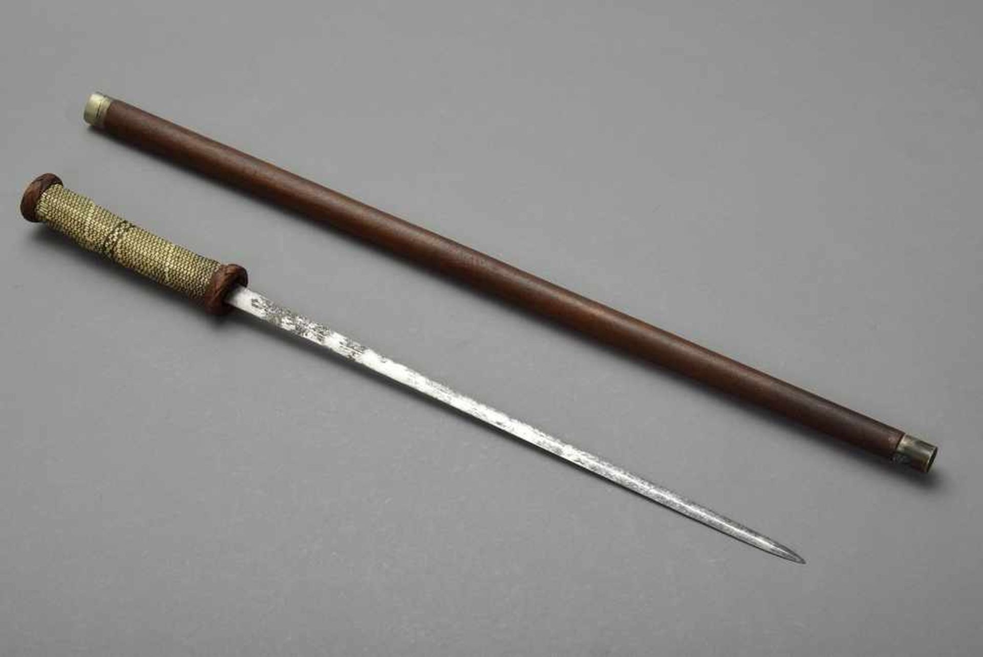 Süostasiatischer Degen mit geflochtenem Griff, L. 91,5cm, etwas defektSoutheast Asian rapier with