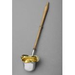 Bowlenkelle mit Holzstiel, Heinrich Man, Dresden, Silber 800, L. 37cm, DruckstelleBowling ladle with