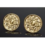 Paar Yves Saint Laurent Ohrclips, vergoldet, Ø 3,5cmPair of Yves Saint Laurent earclips, gold-