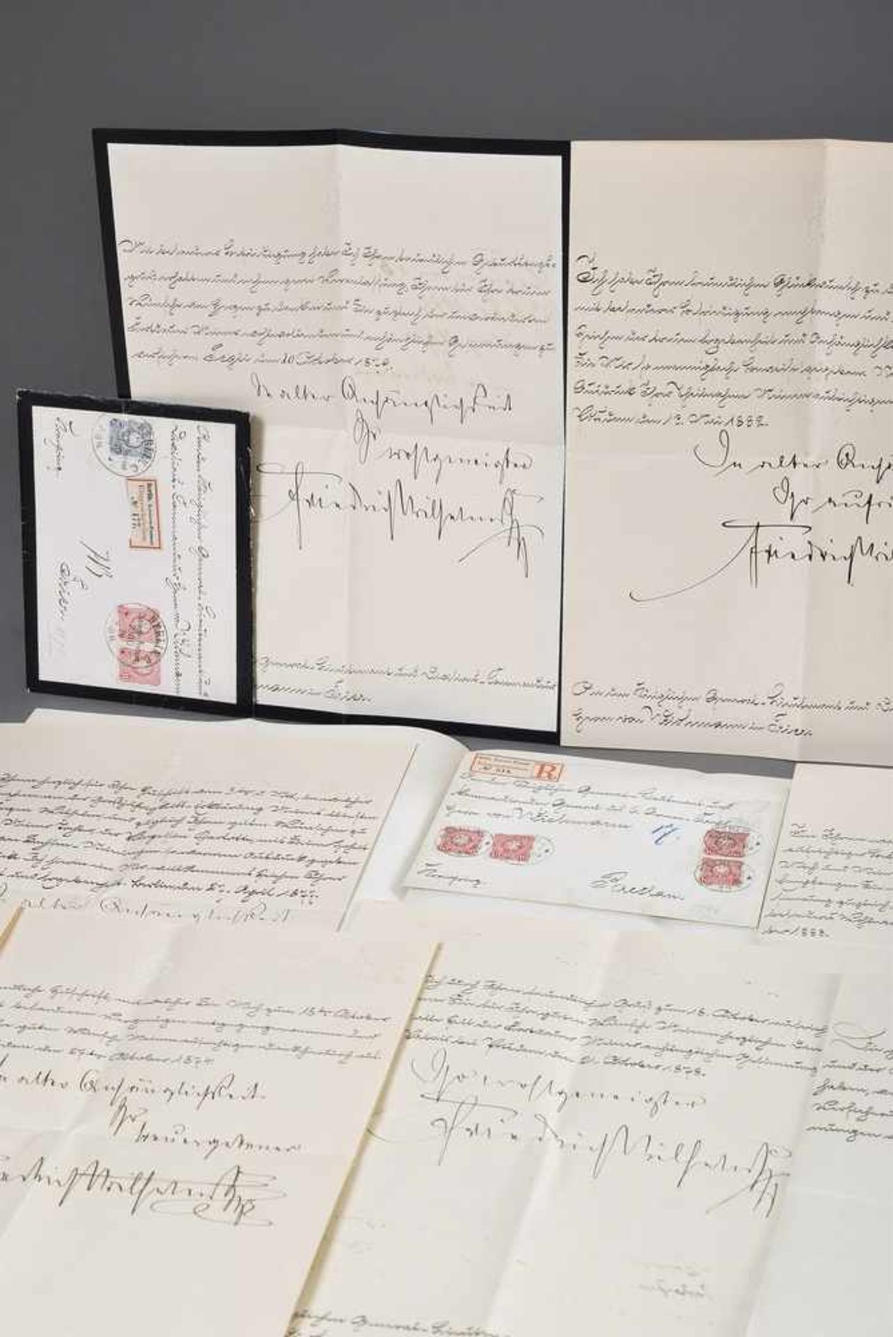 9 Diverse Briefe und Danksagungen für Glückwünsche und Geburtstagsgrüße von Kronprinz Friedrich