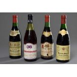 4 Diverse Flaschen Rotwein: 1 Beaujolais Superieur, Joseph Boudry, 1957, 750 ml; 1 Beaujolais