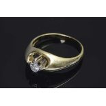 GG 585 Ring mit 1 Brillant in WG gefaßt (ca. 0.10ct/VSI/Wesselton), 4,79g, Gr.57GG 585 Ring with 1