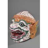 Khon Maske "Hanuman", Papiermaché, farbig staffiert, Thailand, H. 21cm, kl. Defekte, min. rest.,