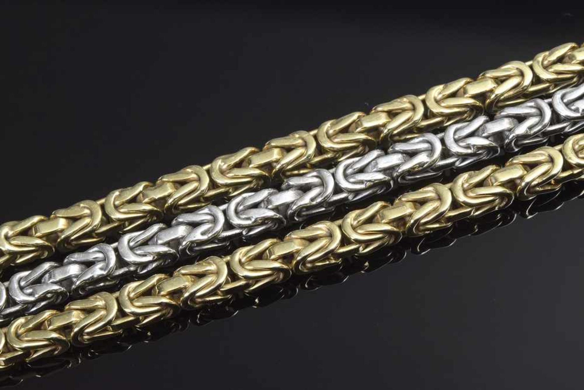 GG/WG 585 Königsketten Armband, 3reihig, 51,33g, L. 18,5cmGG/WG 585 king necklace bracelet, 3 - Bild 2 aus 2