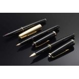 3 Diverse Füllfederhalter: 1 Montblanc Classic, 1 Parker Modellnummer 61 und 1 Lamy 99 (Kappe