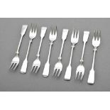 8 Kuchengabeln "Spatenmuster", Robbe & Berking, Silber 800, 194g, L. 15cm8 cake forks ''