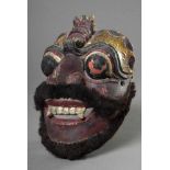 Maske "Riese", Holz, farbig gefasst, mit Borstenbesatz, Lombok, Indonesien, 24x16cm, Farbe etw.