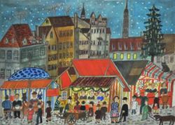 RAFFLER Max (1902 - 1988 Greifenberg) "Viktualienmarkt in München", Aquarell auf Papier, signiert