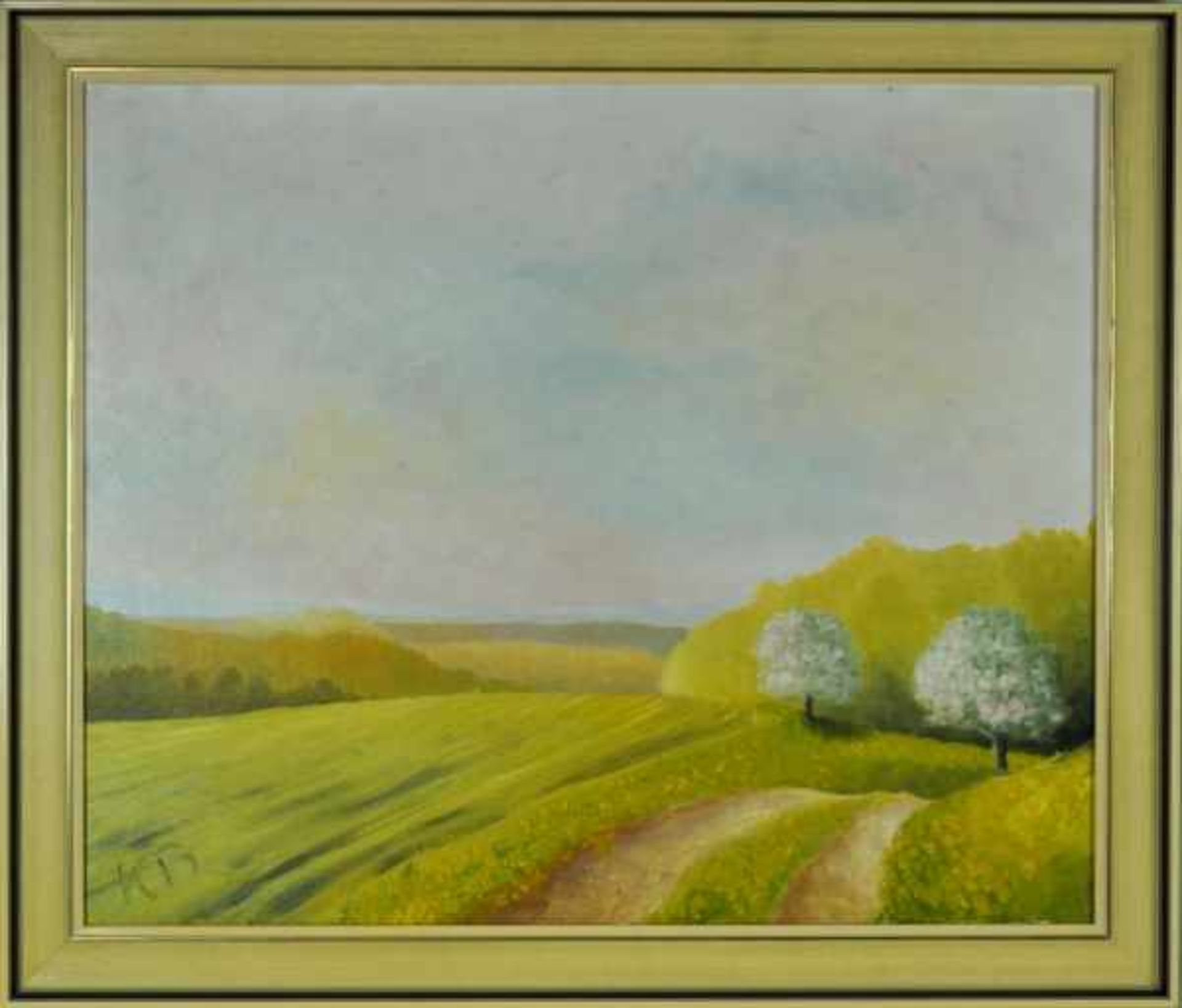 BAEUERLE Klaus (1943 Konstanz) "Sommerlandschaft" mit blühenden Bäumen u. Wiese mit gelben Blüten, - Image 2 of 3