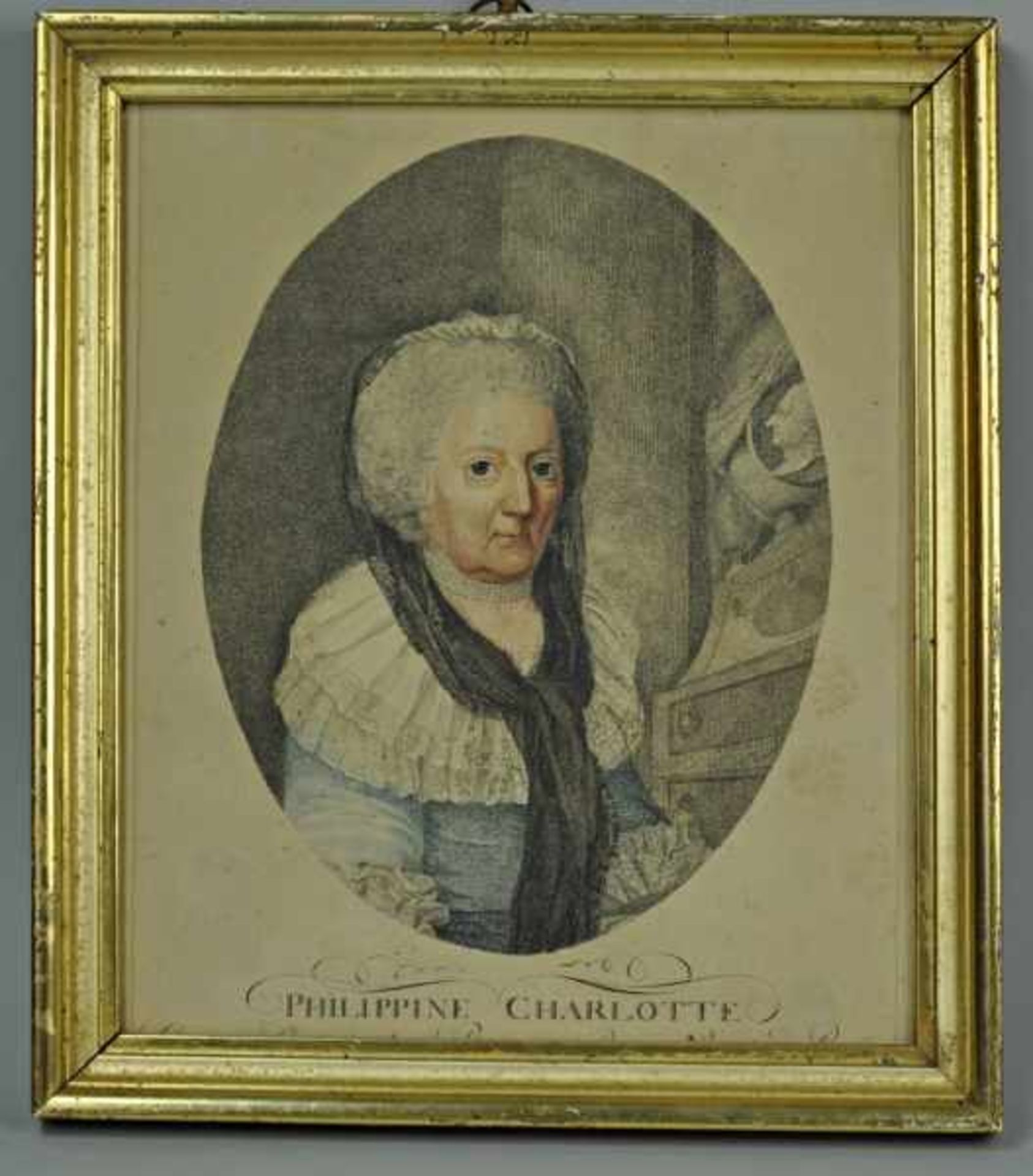 PORTRAIT "Philippine Charlotte von Preußen", Dreiviertelansicht in Oval, als Witwe dargestellt, nach - Bild 3 aus 5