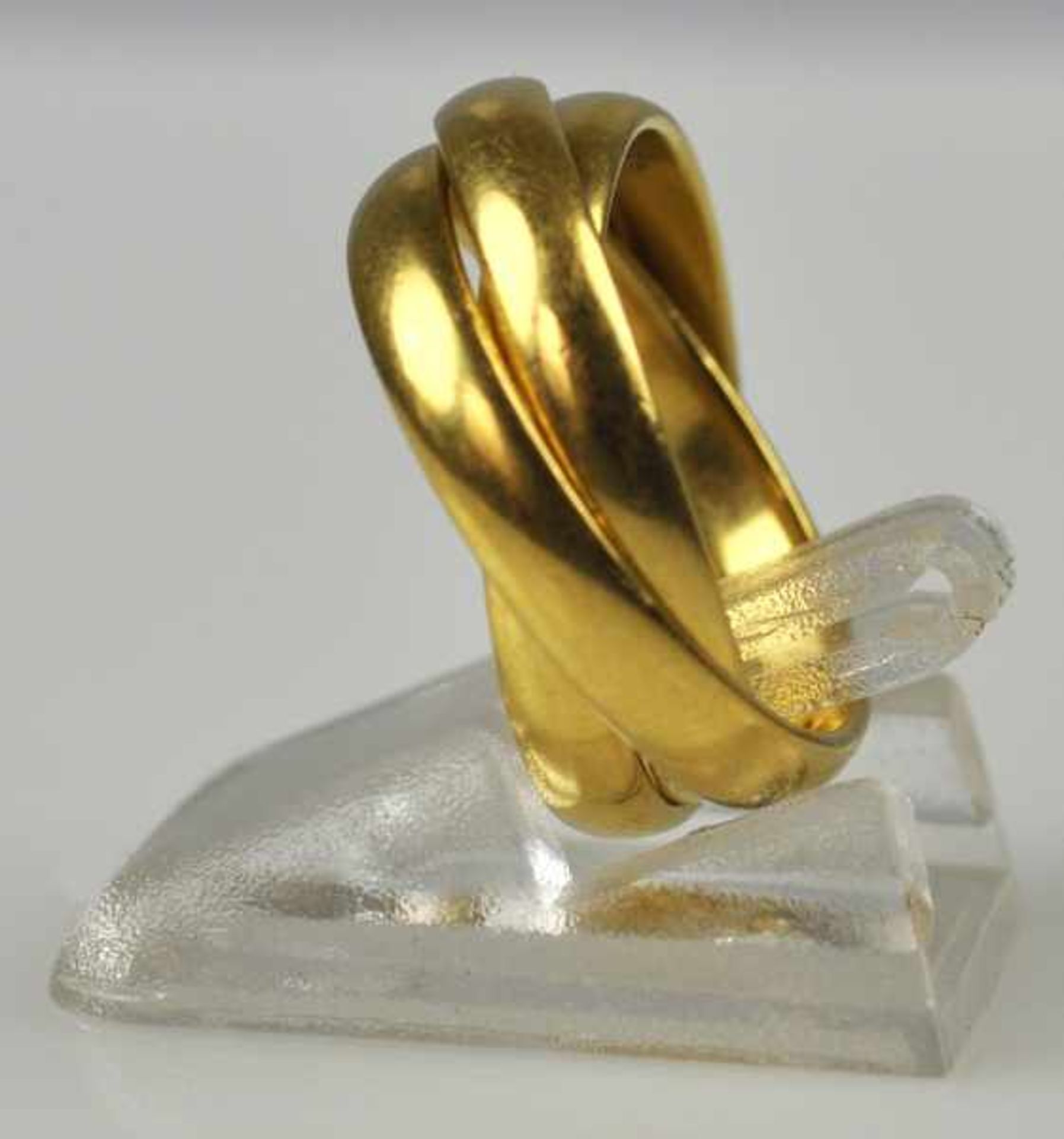 FREUNDSCHAFTSRING aus 3 ineinander verschlungenen polierten Ringen, Gelbgold, 18ct, - Bild 2 aus 3