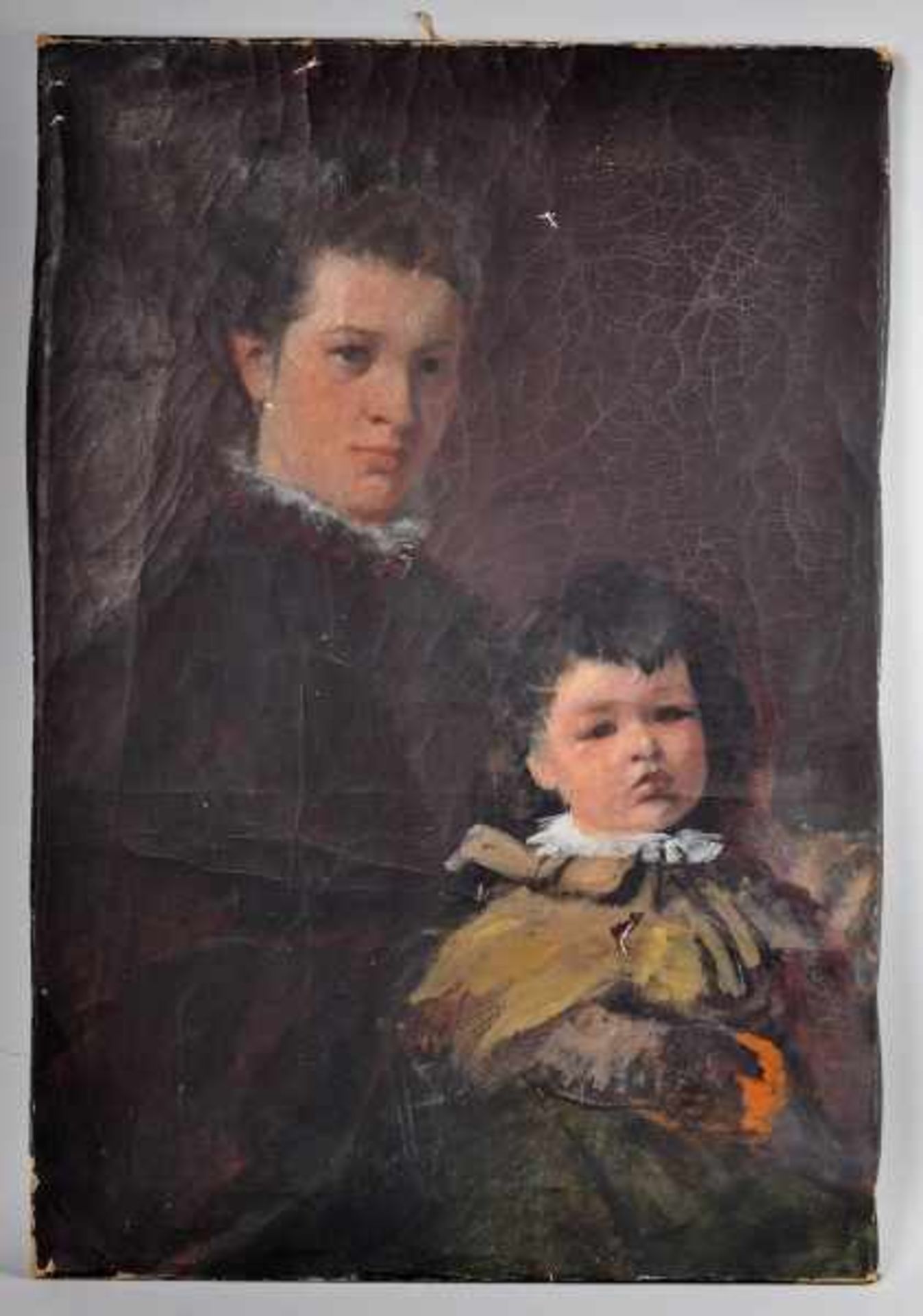 KAULBACH Hermann (1846 - 1909 München) "Mutter mit Kind" Halbportrait, Öl auf Leinwand unsigniert,
