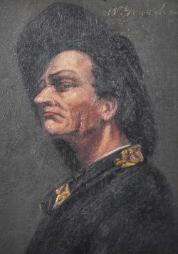 GEWECKE Walter (1867 - 1948) "Herr mit Hut" in historischer Kleidung, Brustportrait in