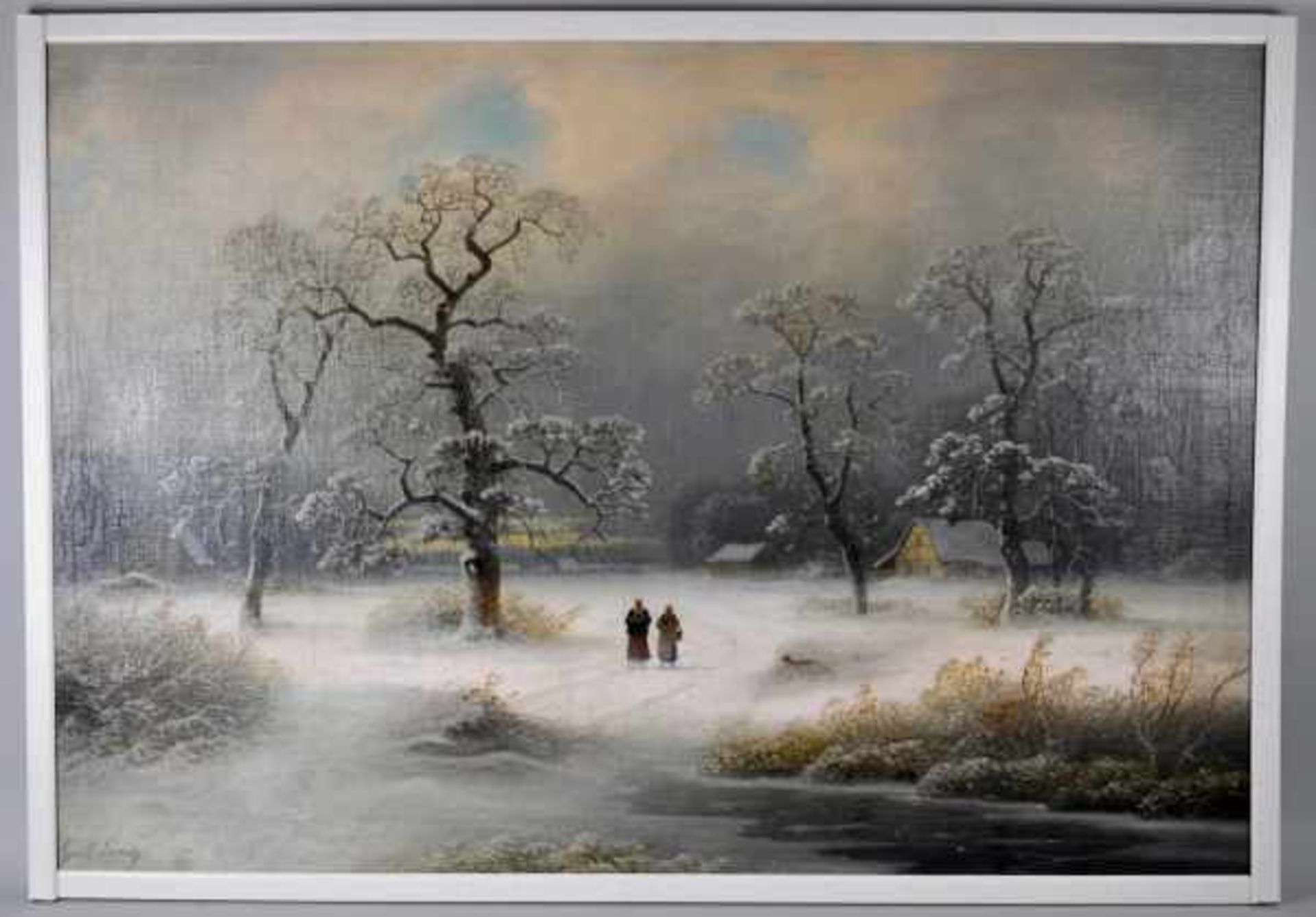 LANGE Johann Gustav (1811 Mülheim an der Ruhr - 1887 Düsseldorf) "Winterlandschaft", mit Bäumen, - Image 2 of 4