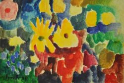 SPROTTE Siegward (1913 Potsdam - 2004 Kampen) "Blumen" polychrome Farbflächen aneinander gesetzt,