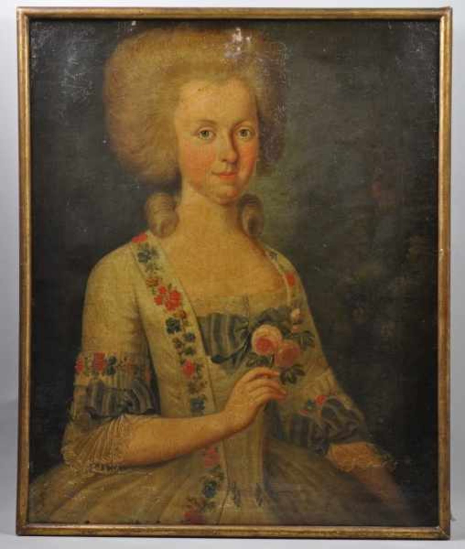 PORTRAITIST (Frankreich 18. Jahrhundert) "Frauenportrait", Junge Adelige im festlichen Seidenkleid - Image 2 of 9