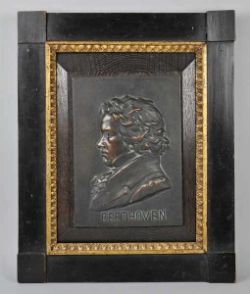 MEUNIER Christian von (1831-1905, Brüssel) "Beethoven" Portrait, Wandrelief, unten betitelt, Bronze,