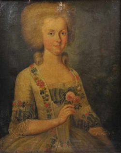 PORTRAITIST (Frankreich 18. Jahrhundert) "Frauenportrait", Junge Adelige im festlichen Seidenkleid