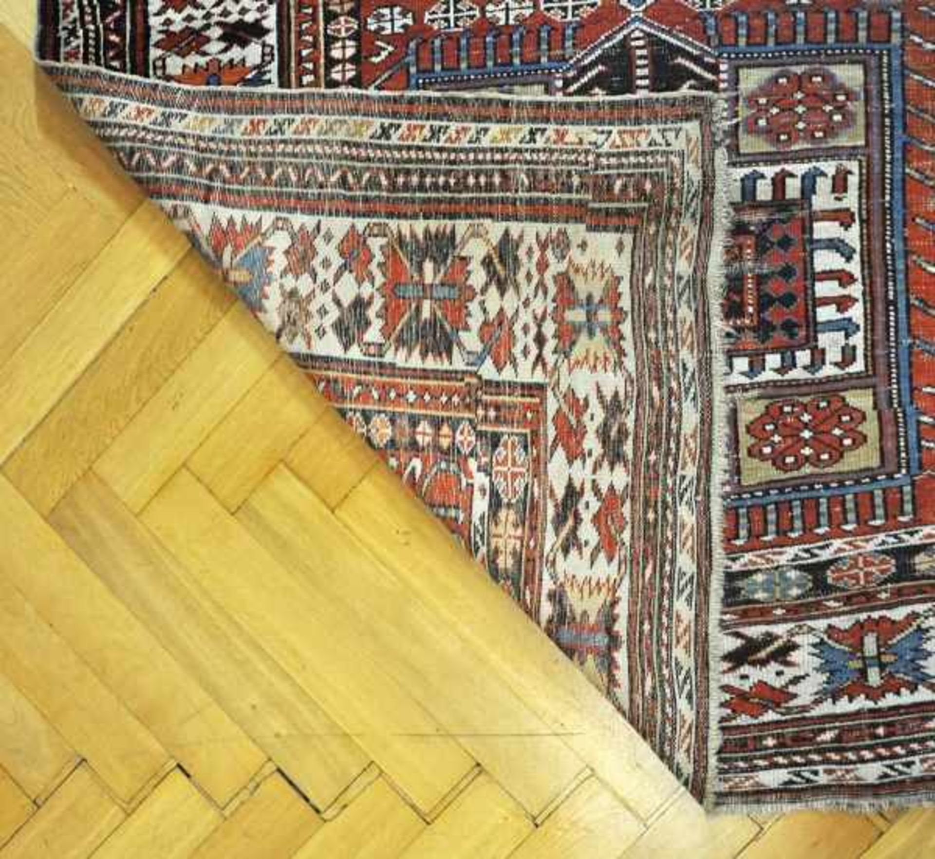 SHIRVAN antik, Russland, um 1900, 225x140cm, Flur red. - Bild 3 aus 3