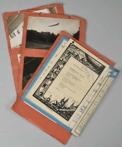 KONVOLUT ZEPPELIN 1930, diverse Fotos, z.B Zeppelin über Heiligenberg, dazu Fahrkarte eines