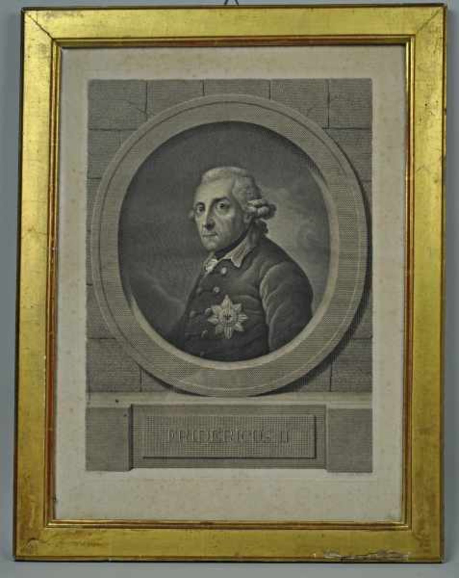 PORTRAIT "Friederich der Grosse", bez. "Fridericus II.", in Dreiviertelperspektive in Oval, nach - Image 3 of 5