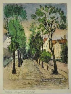 KEGEL-MAILLARD Maria (1917 Berlin - 1999 Meersburg) "Untere Laube", Straßenansicht mit Bäumen,