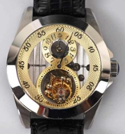 ARMBANDUHR Raoul U Braun, Tourbillon, Automatikuhr, rundes Edelstahlgehäuse, D 49mm, Silber/