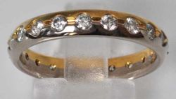 MEMORYRING bicolor, rundum besetzt mit Brillanten 1,2ct, Wesselton, si, Goldschmiedestempel "FJ"