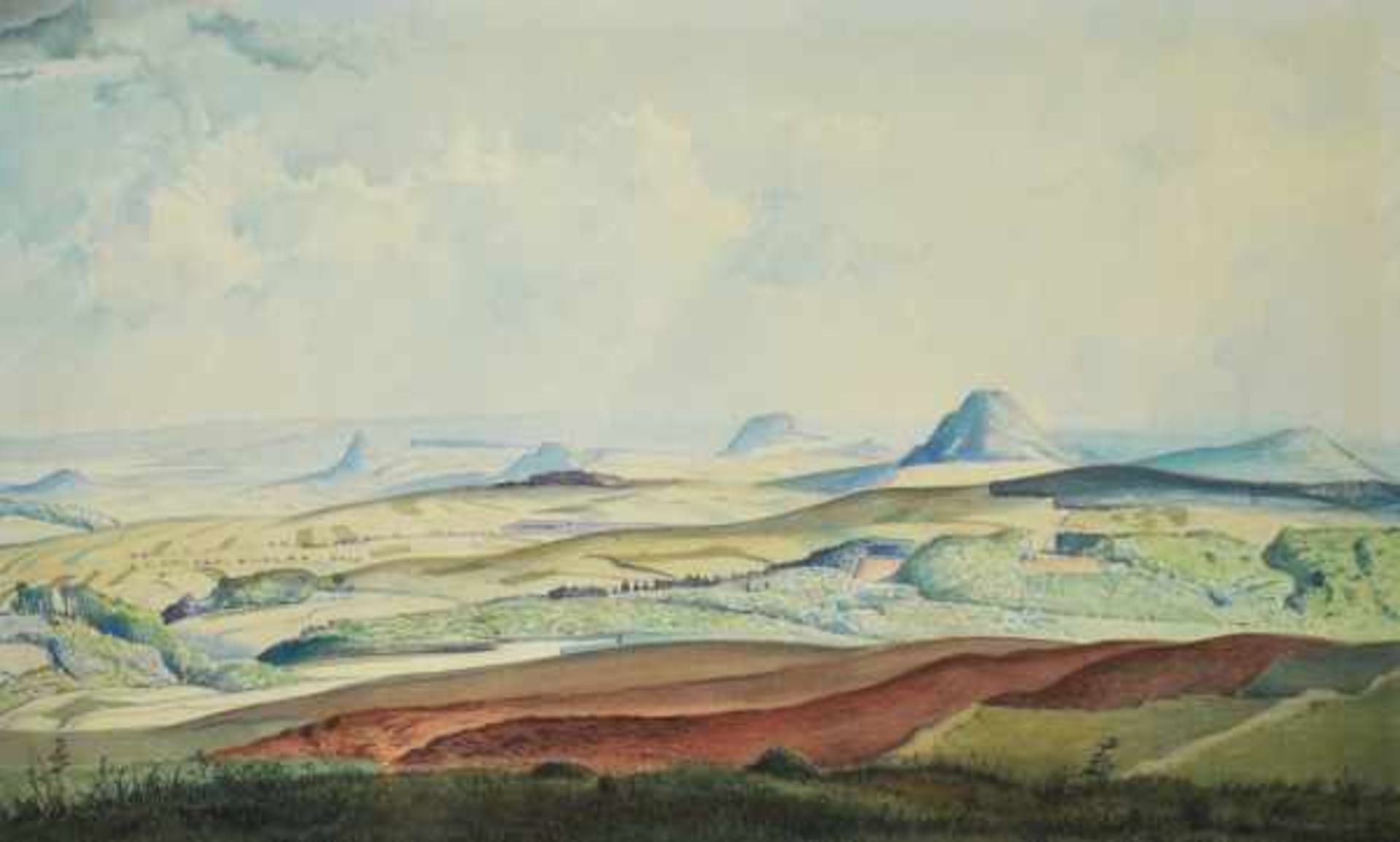 MÖRITZ Karl (1896 München - 1963 Blumenfeld) "Weite Landschaft" mit Feldern, Wäldern u.
