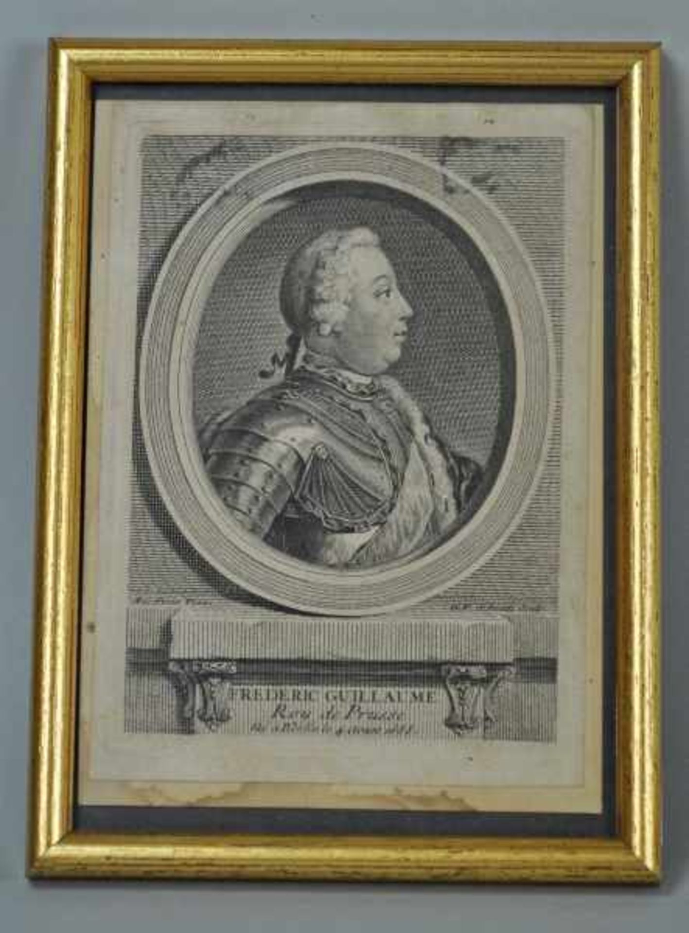 PORTRAIT "Friedrich Wilhelm I.", Brustprofilbild in oval, darunter bez. "Frederic Guillaume, Roy - Bild 3 aus 3