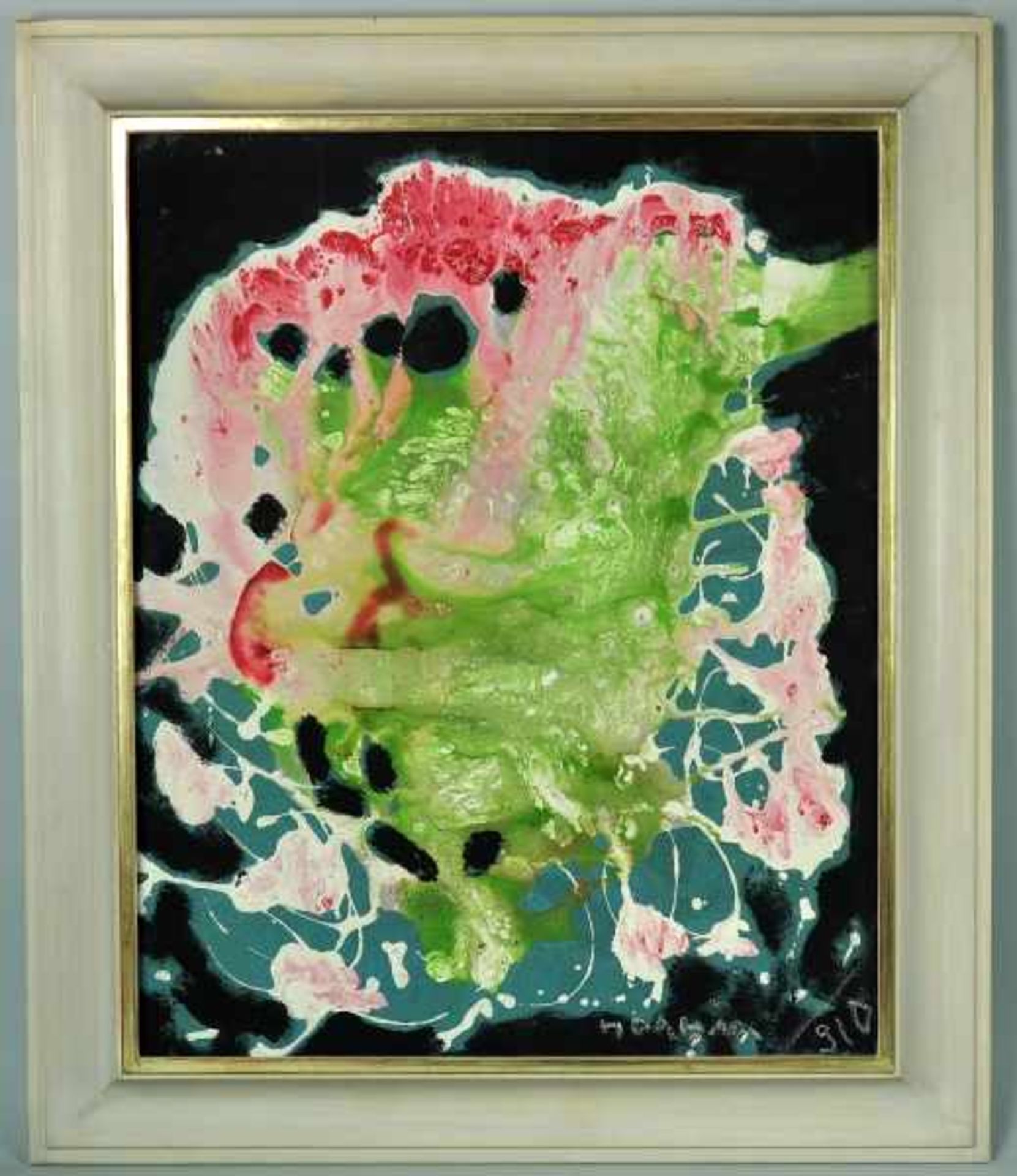 DAHM Helen (1878-1964) "Bunter Pfau", abstrakte farbige Komposition in Mischtechnik mit Acryl u. - Image 2 of 4